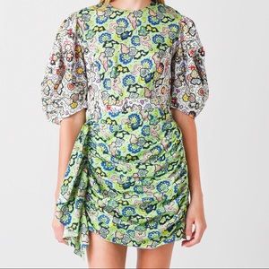 Rhode Pia Mini Dress Green Mosaic Floral Size Large